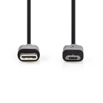 Nedis USB-kabel | USB 2.0 | USB-C™ Han | USB Micro-B han | 60 W | 480 Mbps | Nikkelplateret | 1.00 m | Runde | PVC | Sort | Label