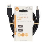 Nedis USB-kabel | USB 3.2 Gen 1 | USB-A Han | USB-A Hun | 5 Gbps | Nikkelplateret | 1.00 m | Runde | PVC | Sort | Label
