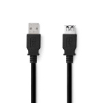 Nedis USB-kabel | USB 3.2 Gen 1 | USB-A Han | USB-A Hun | 5 Gbps | Nikkelplateret | 2.00 m | Runde | PVC | Sort | Label