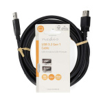 Nedis USB-kabel | USB 3.2 Gen 1 | USB-A Han | USB-A Hun | 5 Gbps | Nikkelplateret | 3.00 m | Runde | PVC | Sort | Label