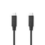 Nedis USB-kabel | USB 3.2 Gen 2 | USB-C™ Han | USB-C™ Han | 240 W | 8K@30Hz | 20 Gbps | Nikkelplateret | 1.00 m | Runde | PVC | Sort | Label