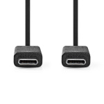 Nedis USB-kabel | USB 3.2 Gen 2 | USB-C™ Han | USB-C™ Han | 240 W | 8K@30Hz | 20 Gbps | Nikkelplateret | 1.00 m | Runde | PVC | Sort | Label
