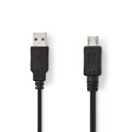Nedis USB-kabel | USB 2.0 | USB-A Han | USB Micro-A | 480 Mbps | Nikkelplateret | 2.00 m | Runde | PVC | Sort | Plastikpose