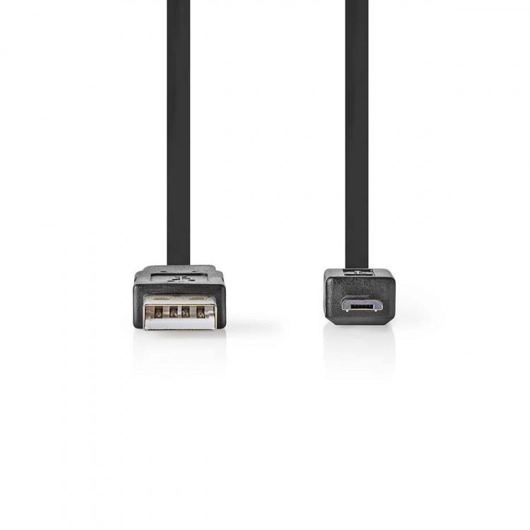 Nedis USB-kabel | USB 2.0 | USB-A Han | USB Micro-B han | 480 Mbps | Nikkelplateret | 1.00 m | Fladt | PVC | Sort | Konvolut