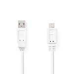 Nedis USB-kabel | USB 2.0 | USB-A Han | USB Micro-B han | 480 Mbps | Nikkelplateret | 1.00 m | Fladt | PVC | Hvid | Konvolut