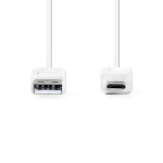 Nedis USB-kabel | USB 2.0 | USB-A Han | USB Micro-B han | 480 Mbps | Nikkelplateret | 1.00 m | Fladt | PVC | Hvid | Konvolut