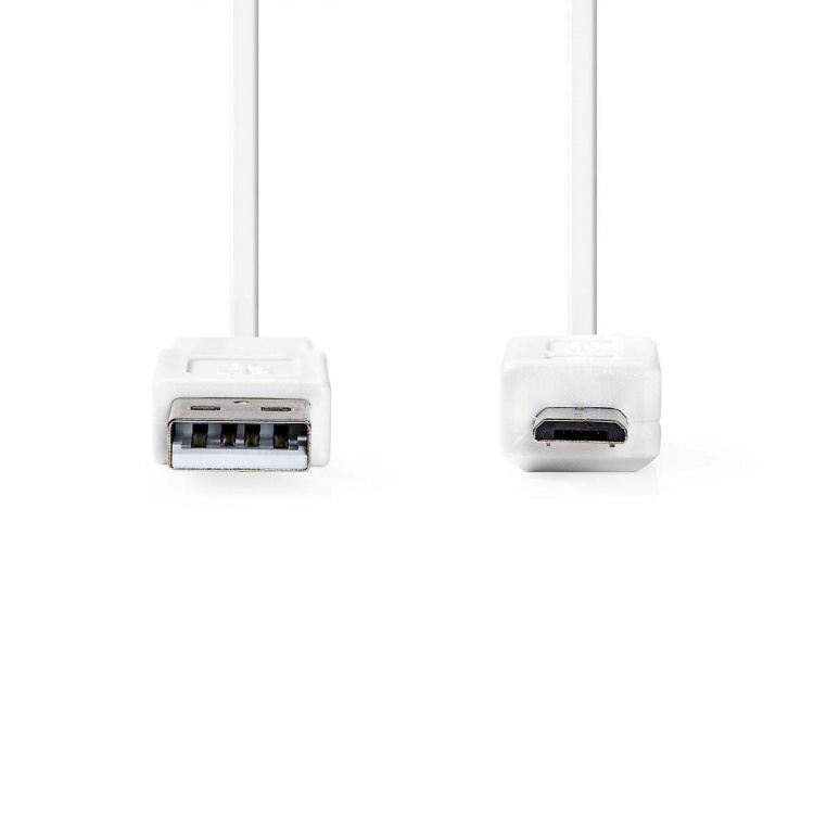 Nedis USB-kabel | USB 2.0 | USB-A Han | USB Micro-B han | 480 Mbps | Nikkelplateret | 1.00 m | Fladt | PVC | Hvid | Konvolut