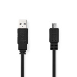 Nedis USB-kabel | USB 2.0 | USB-A Han | USB Micro-B han | 480 Mbps | Nikkelplateret | 1.00 m | Fladt | PVC | Sort | Konvolut