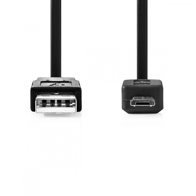 Nedis USB-kabel | USB 2.0 | USB-A Han | USB Micro-B han | 480 Mbps | Nikkelplateret | 1.00 m | Fladt | PVC | Sort | Konvolut