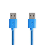 Nedis USB-kabel | USB 3.2 Gen 1 | USB-A Han | USB-A Han | 5 Gbps | Nikkelplateret | 1.00 m | Runde | PVC | Blå | Konvolut