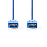 Nedis USB-kabel | USB 3.2 Gen 1 | USB-A Han | USB-A Han | 5 Gbps | Nikkelplateret | 2.00 m | Runde | PVC | Blå | Konvolut