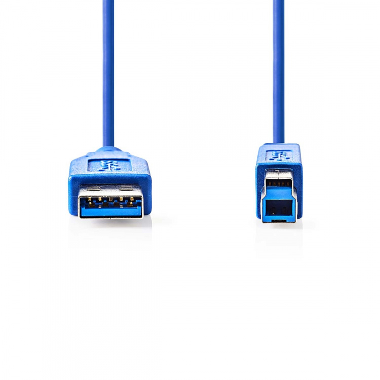 Nedis USB-kabel | USB 3.2 Gen 1 | USB-A Han | USB-B han | 5 Gbps | Nikkelplateret | 3.00 m | Runde | PVC | Blå | Konvolut