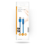 Nedis USB-kabel | USB 3.2 Gen 1 | USB-A Han | USB-B han | 5 Gbps | Nikkelplateret | 3.00 m | Runde | PVC | Blå | Konvolut
