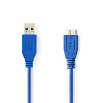 Nedis USB-kabel | USB 3.2 Gen 1 | USB-A Han | USB Micro-B han | 5 Gbps | Nikkelplateret | 5.00 m | Runde | PVC | Blå | Konvolut