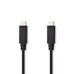 Nedis USB-kabel | USB 3.2 Gen 2 | USB-C™ Han | USB-C™ Han | 15 W | 10 Gbps | Nikkelplateret | 1.00 m | Runde | PVC | Sort | Mærke