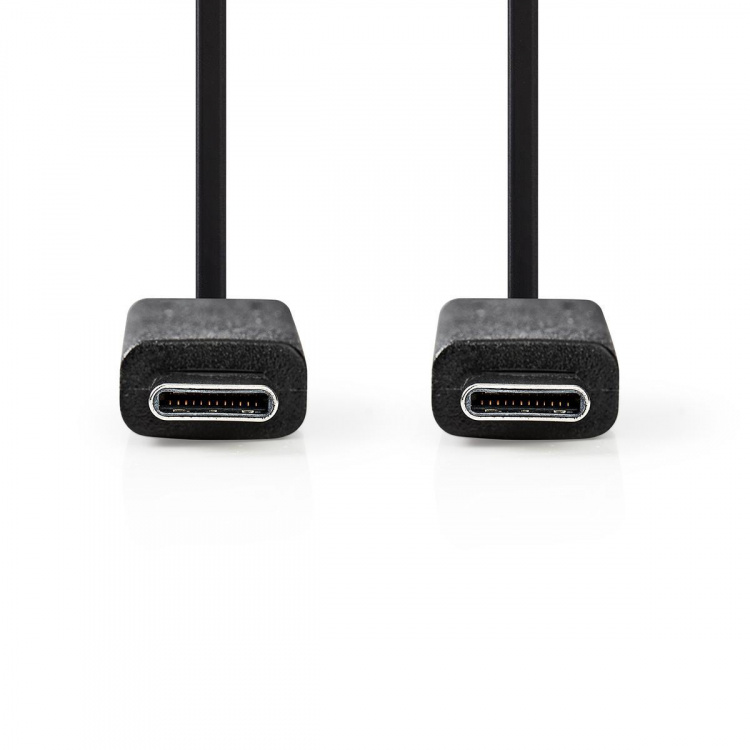 Nedis USB-kabel | USB 3.2 Gen 2 | USB-C™ Han | USB-C™ Han | 15 W | 10 Gbps | Nikkelplateret | 1.00 m | Runde | PVC | Sort | Mærke