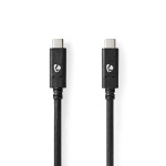 Nedis USB-kabel | USB 3.2 Gen 2 | USB-C™ Han | USB-C™ Han | 100 W | 4K@60Hz | 10 Gbps | Nikkelplateret | 1.00 m | Runde | PVC | Sort | Box