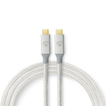 Nedis USB-kabel | USB 3.2 Gen 2x2 | USB-C™ Han | USB-C™ Han | 100 W | 4K@60Hz | 20 Gbps | Guldplateret | 1.00 m | Runde | Flettet / Nylon | Sølv | Cover Window Box Nedis USB-kabel | USB 3.2 Gen 2x2 | USB-C™ Han | USB-C™ Han | 100 W | 4K@60Hz | 20 Gbps | Guldplateret | 1.00 m | Runde | Flettet / Nylon | Sølv | Cover Window Box