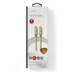 Nedis USB-kabel | USB 3.2 Gen 2x2 | USB-C™ Han | USB-C™ Han | 100 W | 4K@60Hz | 20 Gbps | Guldplateret | 1.00 m | Runde | Flettet / Nylon | Sølv | Cover Window Box Nedis USB-kabel | USB 3.2 Gen 2x2 | USB-C™ Han | USB-C™ Han | 100 W | 4K@60Hz | 20 Gbps | Guldplateret | 1.00 m | Runde | Flettet / Nylon | Sølv | Cover Window Box