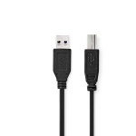 Nedis USB-kabel | USB 3.2 Gen 1 | USB-A Han | USB-B han | 5 Gbps | Nikkelplateret | 2.00 m | Runde | PVC | Sort | Label