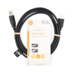 Nedis USB-kabel | USB 2.0 | USB-A Han | USB-A Han | 480 Mbps | Nikkelplateret | 2.00 m | Runde | PVC | Sort | Label