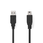 Nedis USB-kabel | USB 2.0 | USB-A Han | USB Mini-B 5-pins han | 480 Mbps | Nikkelplateret | 3.00 m | Runde | PVC | Sort | Label