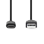 Nedis USB-kabel | USB 3.2 Gen 2 | USB-A Han | USB-C™ Han | 60 W | 10 Gbps | Nikkelplateret | 1.00 m | Runde | PVC | Sort | Label