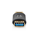 Nedis USB-A Adapter | USB 3.2 Gen 1 | USB-A Hun | USB-A Hun | 5 Gbps | Runde | Guldplateret | Antracit | Box