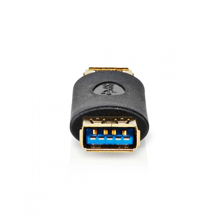 Nedis USB-A Adapter | USB 3.2 Gen 1 | USB-A Hun | USB-A Hun | 5 Gbps | Runde | Guldplateret | Antracit | Box