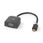 Nedis USB-C™ Adapter | USB 3.2 Gen 1 | USB-C™ Han | VGA Hun | 1920x1200 | 0.20 m | Runde | Guldplateret | PVC | Antracit | Window Box med Euro lås