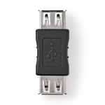 Nedis USB-A Adapter | USB 2.0 | USB-A Hun | USB-A Hun | 480 Mbps | Runde | Nikkelplateret | PVC | Sort | Box