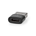 Nedis USB-A Adapter | USB 2.0 | USB-A Han | USB-C™ Hun | 480 Mbps | Runde | Nikkelplateret | Sort | Box