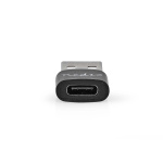 Nedis USB-A Adapter | USB 2.0 | USB-A Han | USB-C™ Hun | 480 Mbps | Runde | Nikkelplateret | Sort | Box