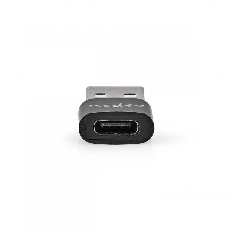 Nedis USB-A Adapter | USB 2.0 | USB-A Han | USB-C™ Hun | 480 Mbps | Runde | Nikkelplateret | Sort | Box