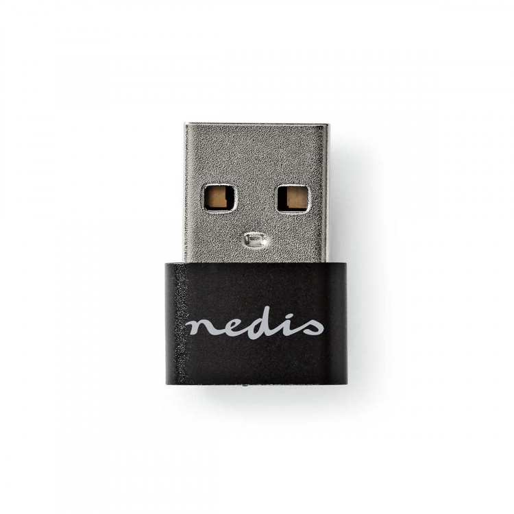 Nedis USB-A Adapter | USB 2.0 | USB-A Han | USB-C™ Hun | 480 Mbps | Runde | Nikkelplateret | Sort | Box