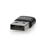 Nedis USB-A Adapter | USB 2.0 | USB-A Han | USB-C™ Hun | 480 Mbps | Runde | Nikkelplateret | Sort | Box