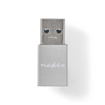 Nedis USB-A Adapter | USB 3.2 Gen 1 | USB-A Han | USB-C™ Hun | 5 Gbps | Runde | Nikkelplateret | Sort | Box