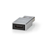 Nedis USB-A Adapter | USB 3.2 Gen 1 | USB-A Han | USB-C™ Hun | 5 Gbps | Runde | Nikkelplateret | Sort | Box