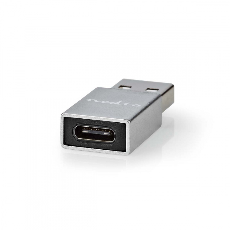 Nedis USB-A Adapter | USB 3.2 Gen 1 | USB-A Han | USB-C™ Hun | 5 Gbps | Runde | Nikkelplateret | Sort | Box