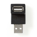 Nedis USB-A Adapter | USB 2.0 | USB-A Han | USB-A Hun | 480 Mbps | Runde | Nikkelplateret | PVC | Sort | Box
