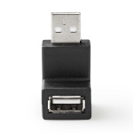 Nedis USB-A Adapter | USB 2.0 | USB-A Han | USB-A Hun | 480 Mbps | Runde | Nikkelplateret | PVC | Sort | Box
