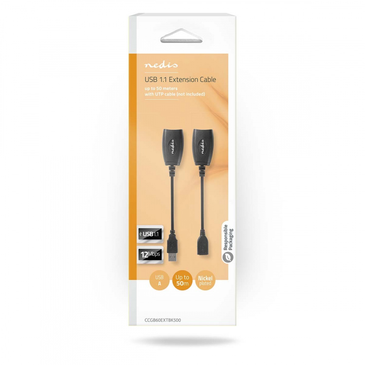 Nedis Aktiv USB-kabel | USB 1.1 | USB-A Han | RJ45 Hun | 12 Mbps | 0.20 m | Runde | Nikkelplateret | PVC | Kobber | Box