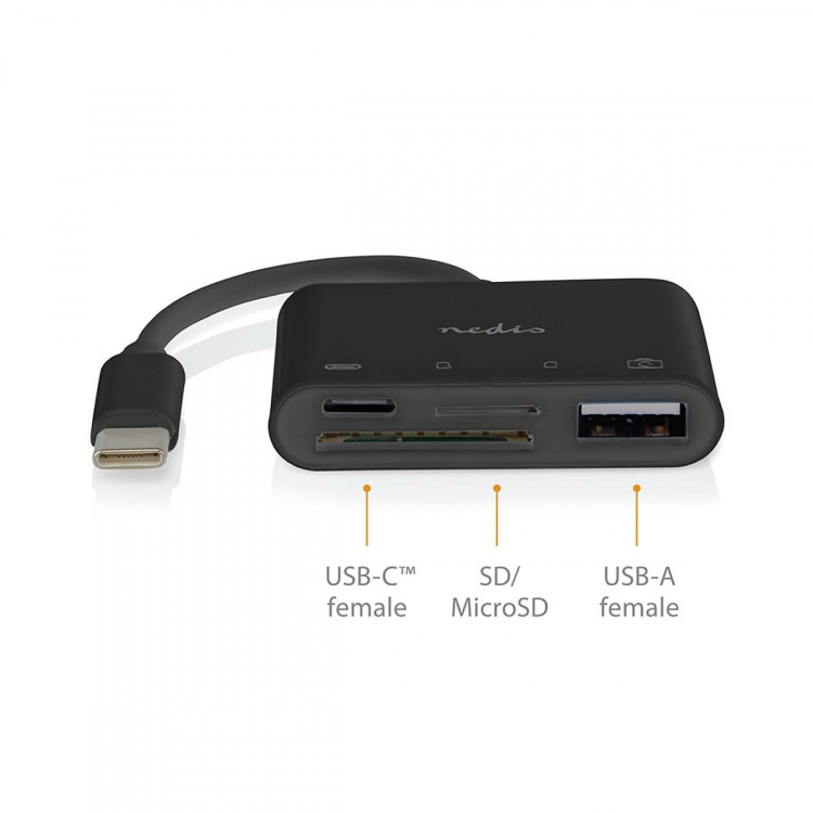 Nedis USB-hub | 1x USB-C™ | 1x USB A / 1x USB-C™ | 4-Port port(s) | USB 2.0 | USB Drevet | SD & MicroSD