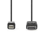Nedis Mini DisplayPort kabel | DisplayPort 1.2 | Mini DisplayPort han | DisplayPort Han | 21.6 Gbps | Nikkelplateret | 2.00 m | Runde | PVC | Sort | Label