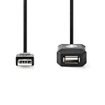 Nedis Aktiv USB-kabel | USB 2.0 | USB-A Han | USB-A Hun | 480 Mbps | 10.0 m | Runde | Nikkelplateret | PVC | Kobber | Label