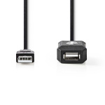 Nedis Aktiv USB-kabel | USB 2.0 | USB-A Han | USB-A Hun | 480 Mbps | 20.0 m | Runde | Nikkelplateret | PVC | Kobber | Label