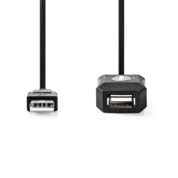 Nedis Aktiv USB-kabel | USB 2.0 | USB-A Han | USB-A Hun | 480 Mbps | 5.00 m | Runde | Nikkelplateret | PVC | Kobber | Label
