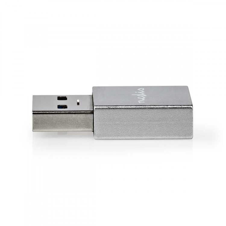 Nedis USB-A Adapter | USB 3.2 Gen 1 | USB-A Han | USB-C™ Hun | 5 Gbps | Runde | Nikkelplateret | Sølv | Cover Window Box