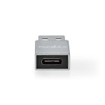 Nedis USB-A Adapter | USB 3.2 Gen 1 | USB-A Han | USB-C™ Hun | 5 Gbps | Runde | Nikkelplateret | Sølv | Cover Window Box