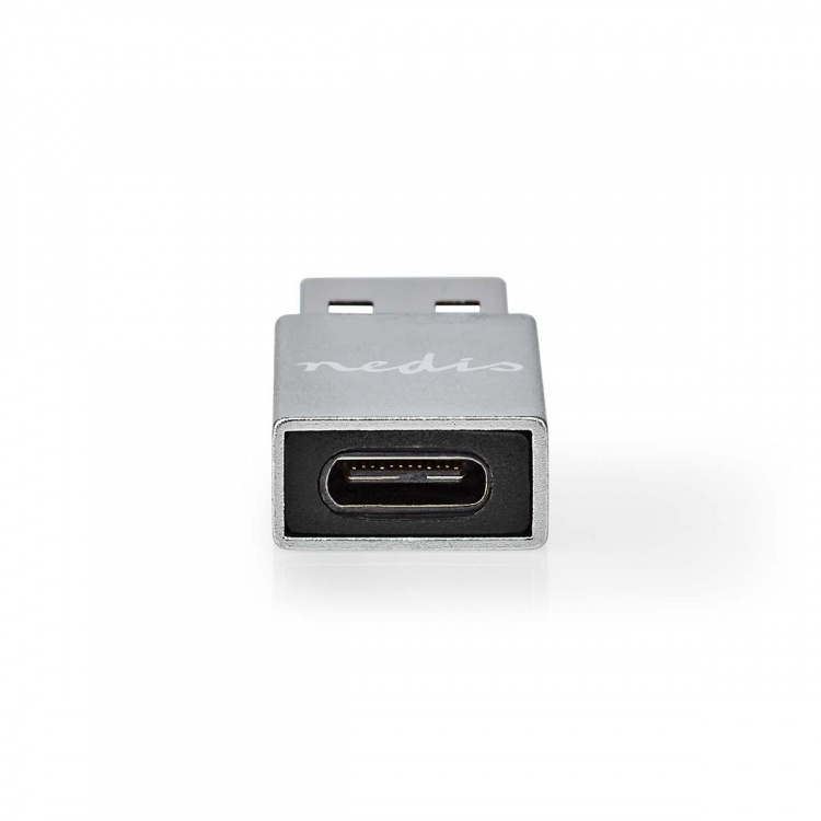 Nedis USB-A Adapter | USB 3.2 Gen 1 | USB-A Han | USB-C™ Hun | 5 Gbps | Runde | Nikkelplateret | Sølv | Cover Window Box